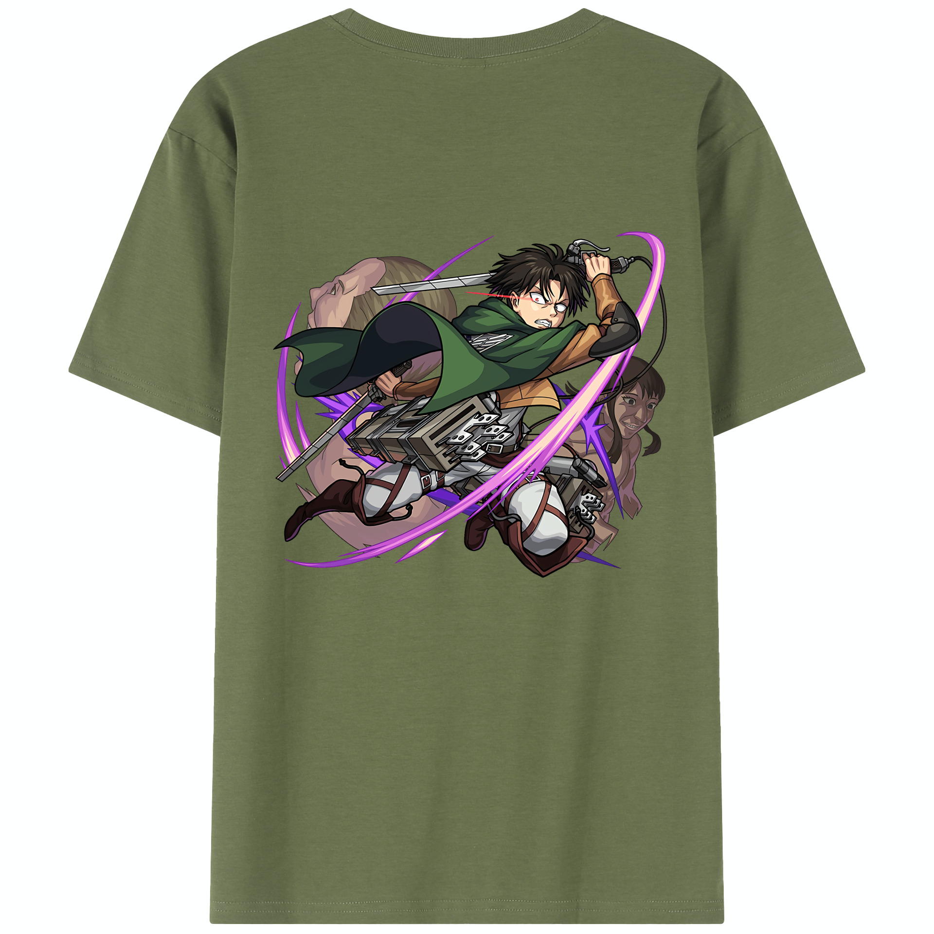 （画像用） 進撃の巨人 リヴァイ·アッカーマン Attack on Titan Levi Ackerman 綿100％半袖Tシャツ（背面プリント）